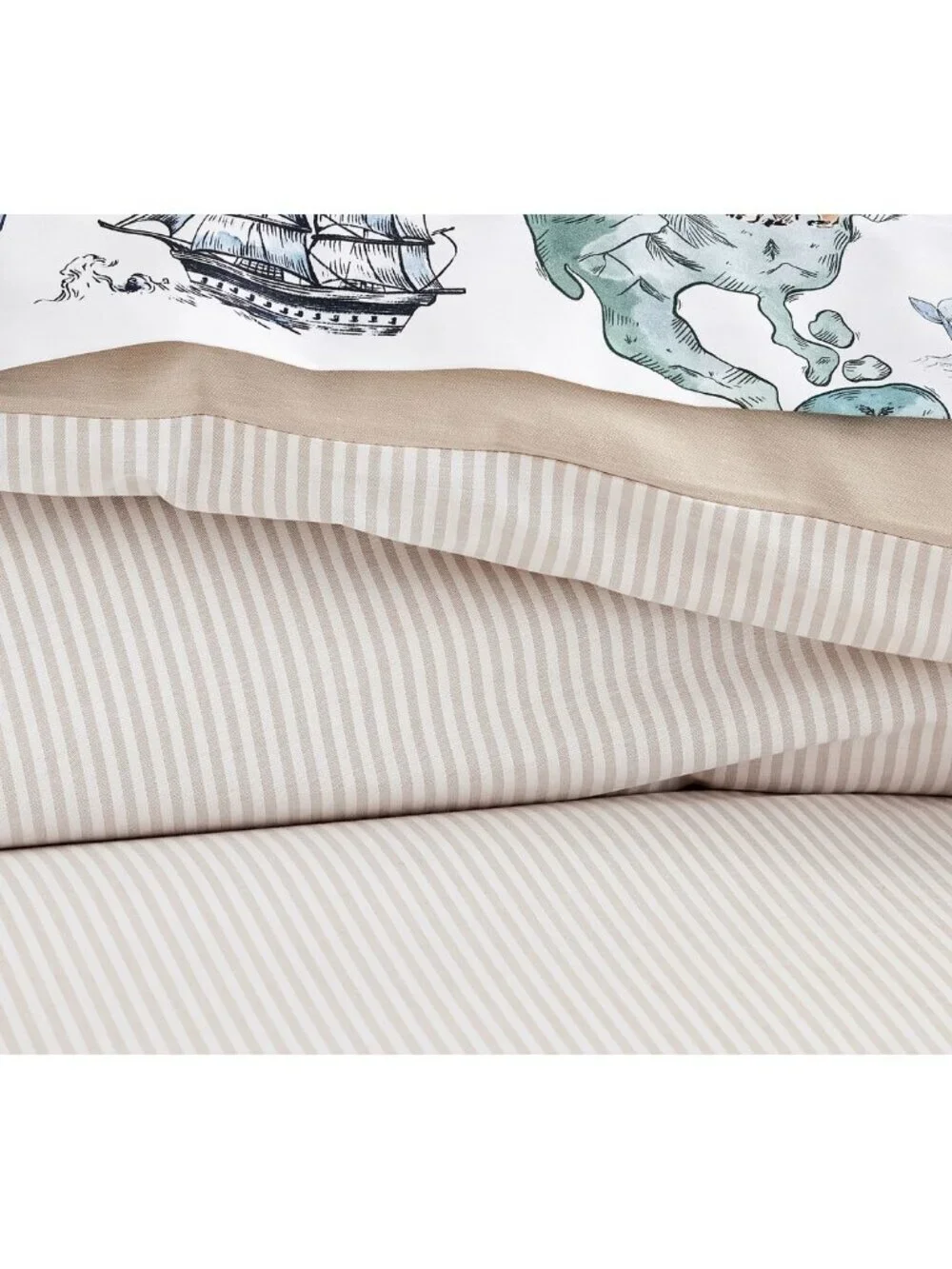 POTTERY BARN Kids Chambray Reversible Organic Cotton Duvet Cover in Tan